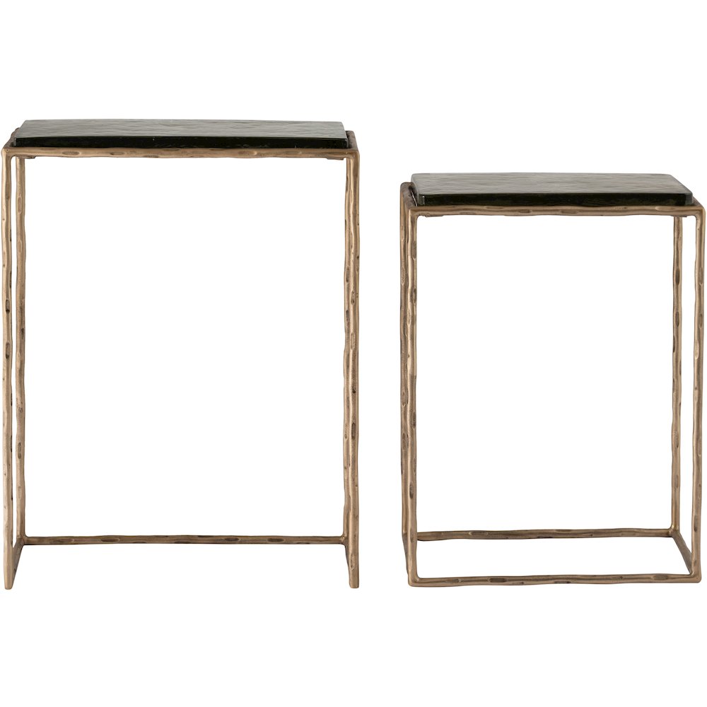 Calida Brass Recycled Glass Top And Iron Base Nesting End Table