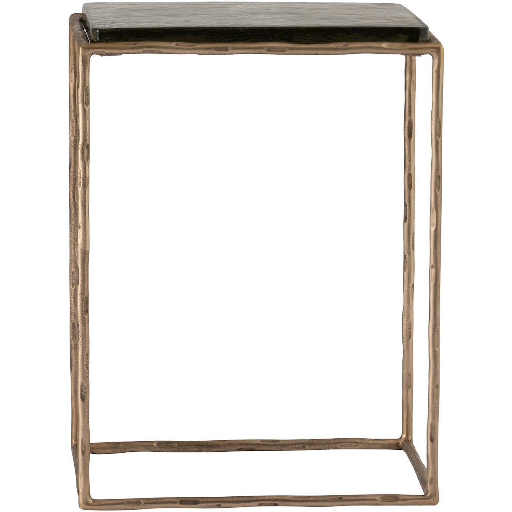 Calida Brass Recycled Glass Top And Iron Base Nesting End Table