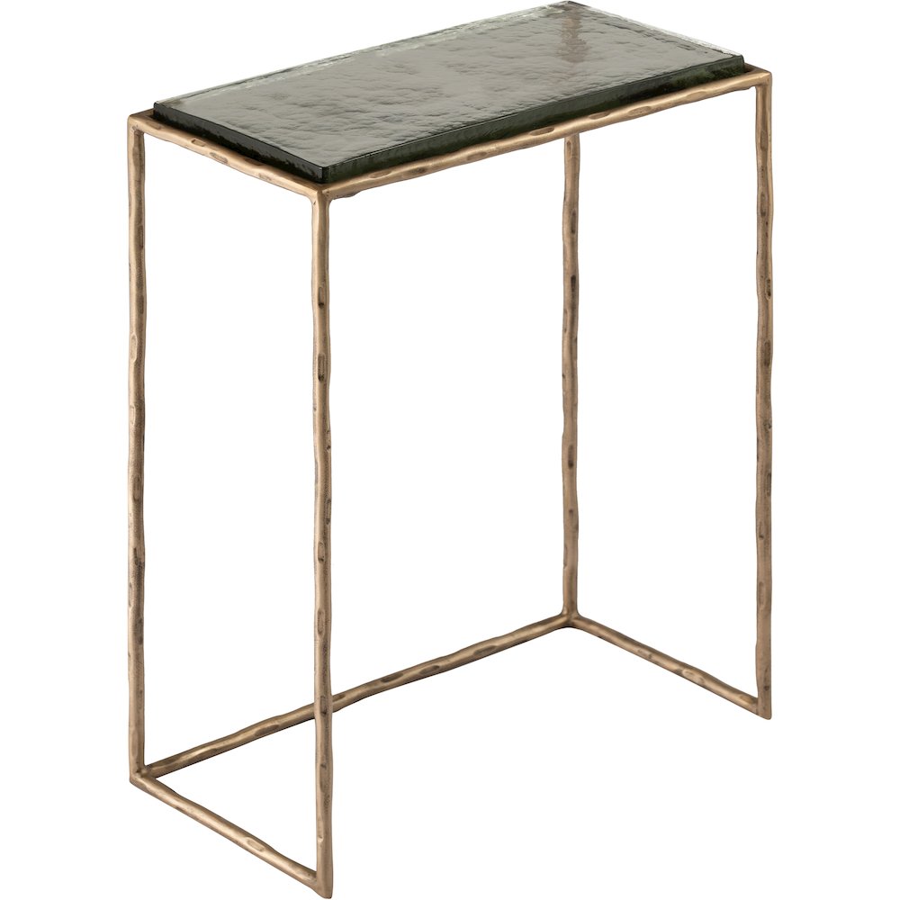 Calida Brass Recycled Glass Top And Iron Base Nesting End Table