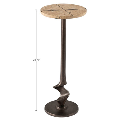 Oxira Travertine Travertine And Aluminum End / Side Table