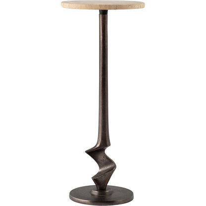 Oxira Travertine Travertine And Aluminum End / Side Table