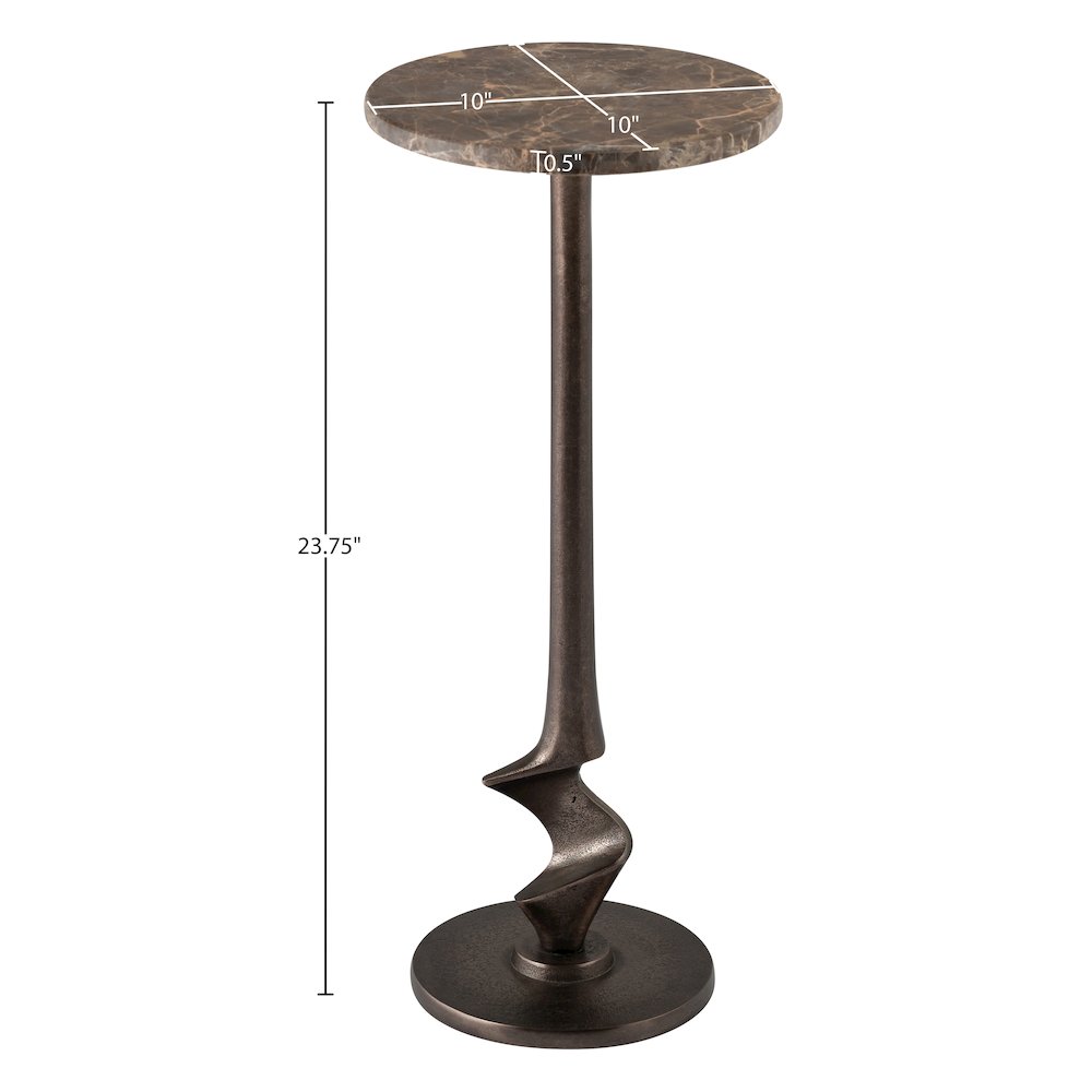 Oxira Brown Genuine Marble And Aluminum End / Side Table