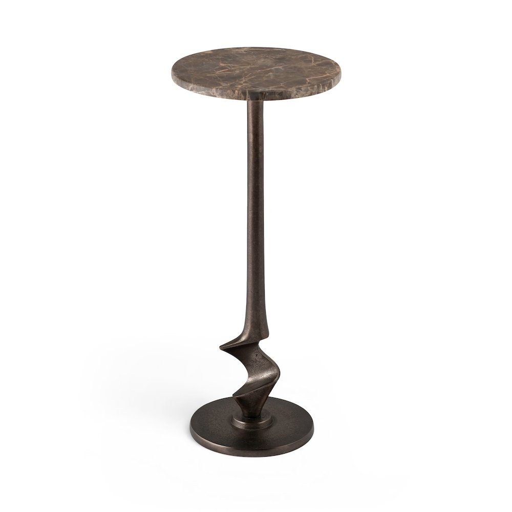 Oxira Brown Genuine Marble And Aluminum End / Side Table