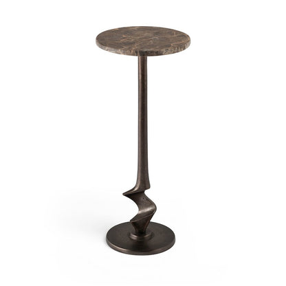 Oxira Brown Genuine Marble And Aluminum End / Side Table