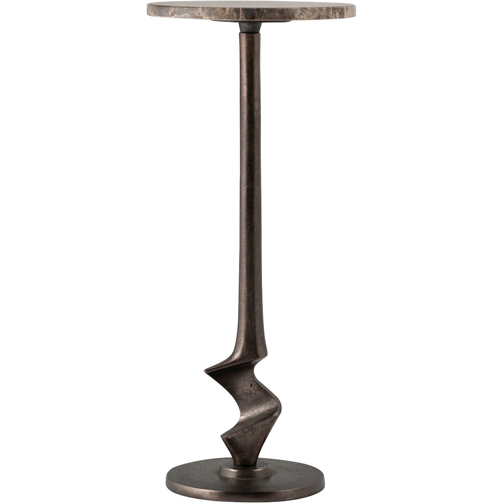Oxira Brown Genuine Marble And Aluminum End / Side Table