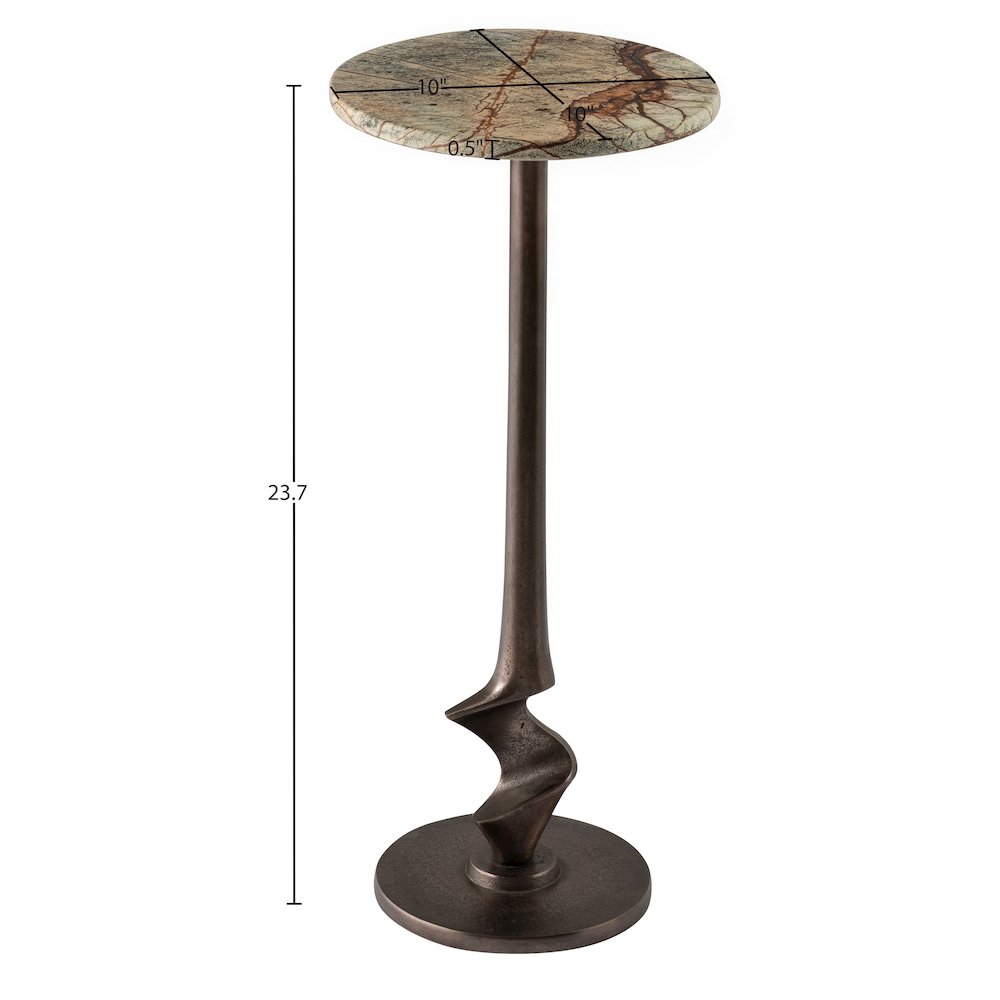 Oxira Green Genuine Marble And Aluminum End / Side Table