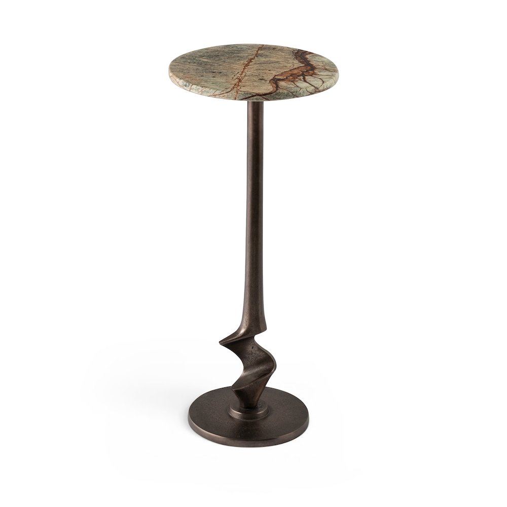 Oxira Green Genuine Marble And Aluminum End / Side Table