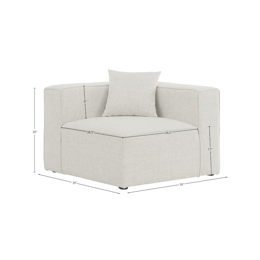 Cube Cream Durable Linen Textured Corner Chair