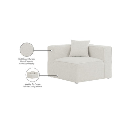 Cube Cream Durable Linen Textured Corner Chair