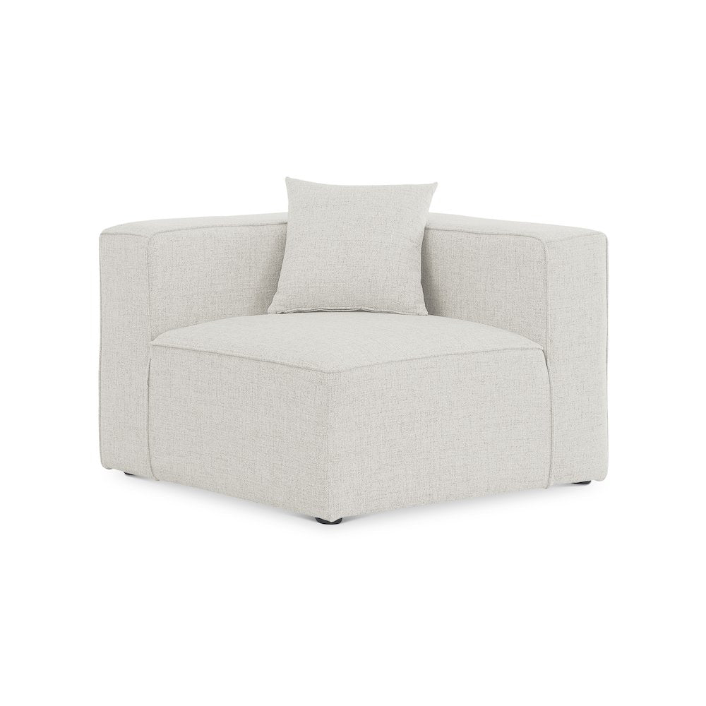 Cube Cream Durable Linen Textured Corner Chair