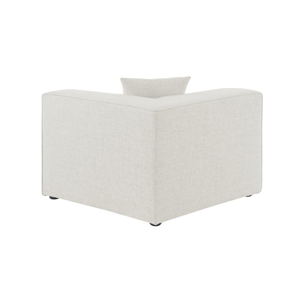 Cube Cream Durable Linen Textured Corner Chair