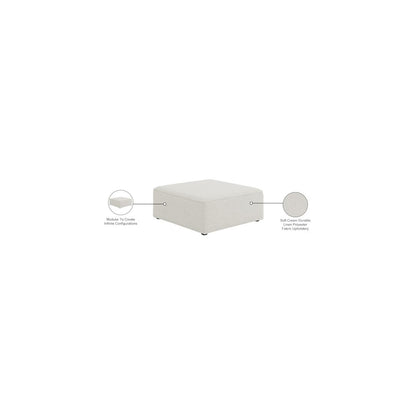 Cube Cream Durable Linen Textured Ottoman