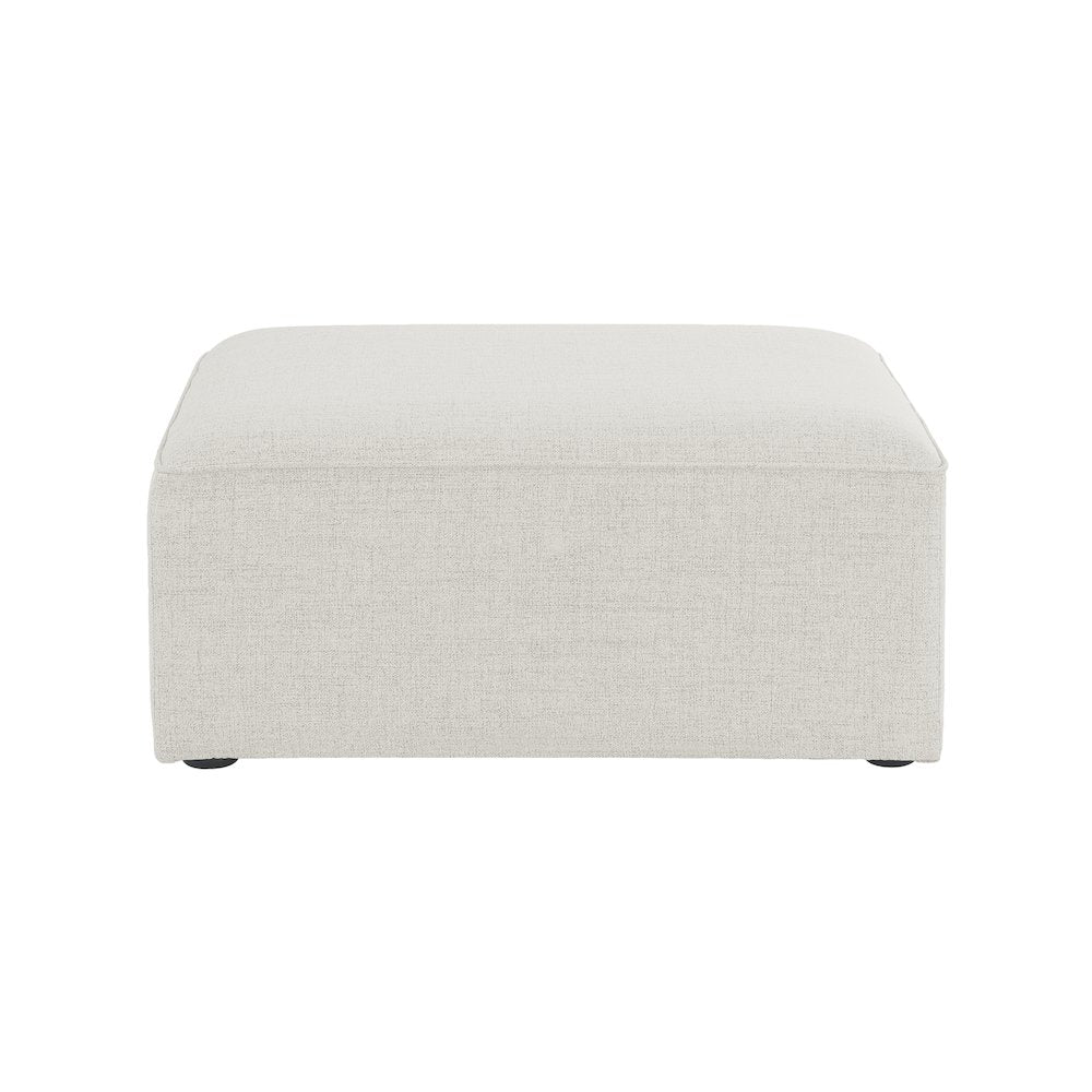 Cube Cream Durable Linen Textured Ottoman