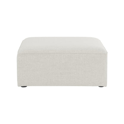 Cube Cream Durable Linen Textured Ottoman
