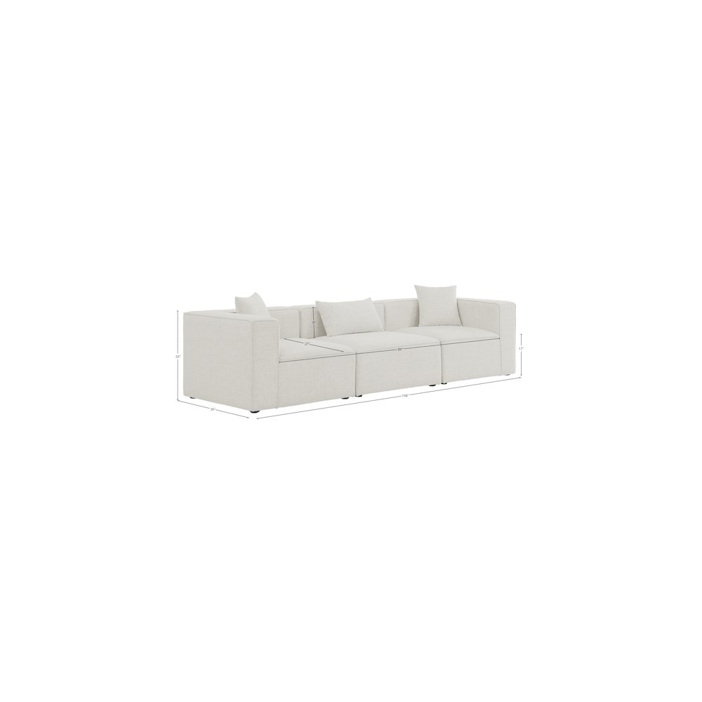 Cube Cream Durable Linen Textured Modular Sofa