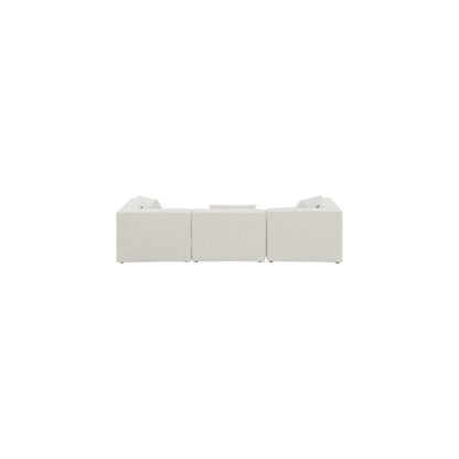 Cube Cream Durable Linen Textured Modular Sofa