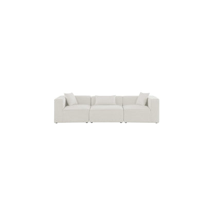 Cube Cream Durable Linen Textured Modular Sofa