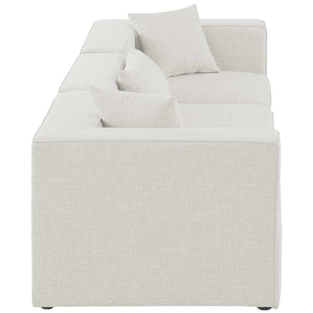 Cube Cream Durable Linen Textured Modular Sofa