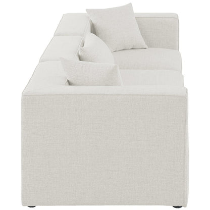 Cube Cream Durable Linen Textured Modular Sofa