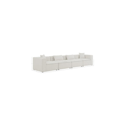 Cube Cream Durable Linen Textured Modular Sofa