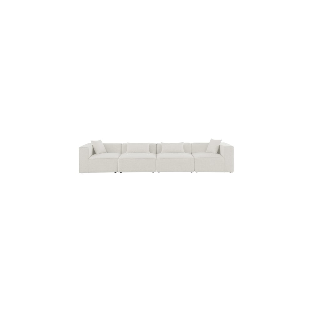 Cube Cream Durable Linen Textured Modular Sofa