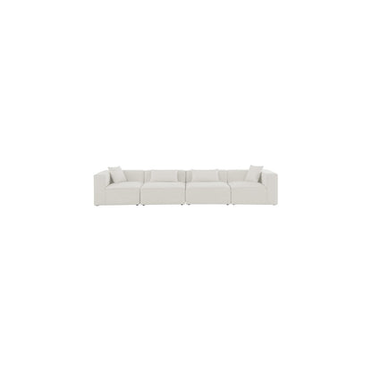 Cube Cream Durable Linen Textured Modular Sofa