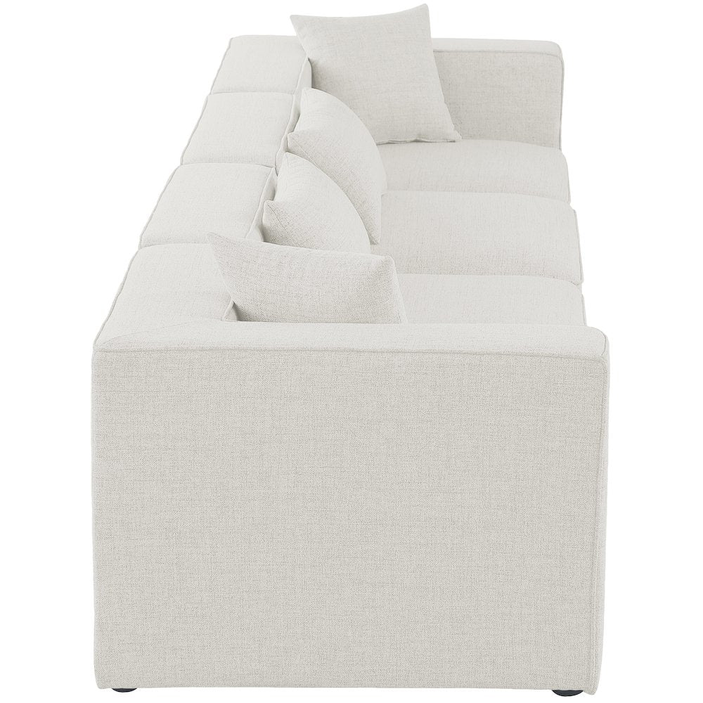 Cube Cream Durable Linen Textured Modular Sofa