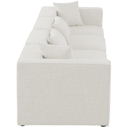 Cube Cream Durable Linen Textured Modular Sofa