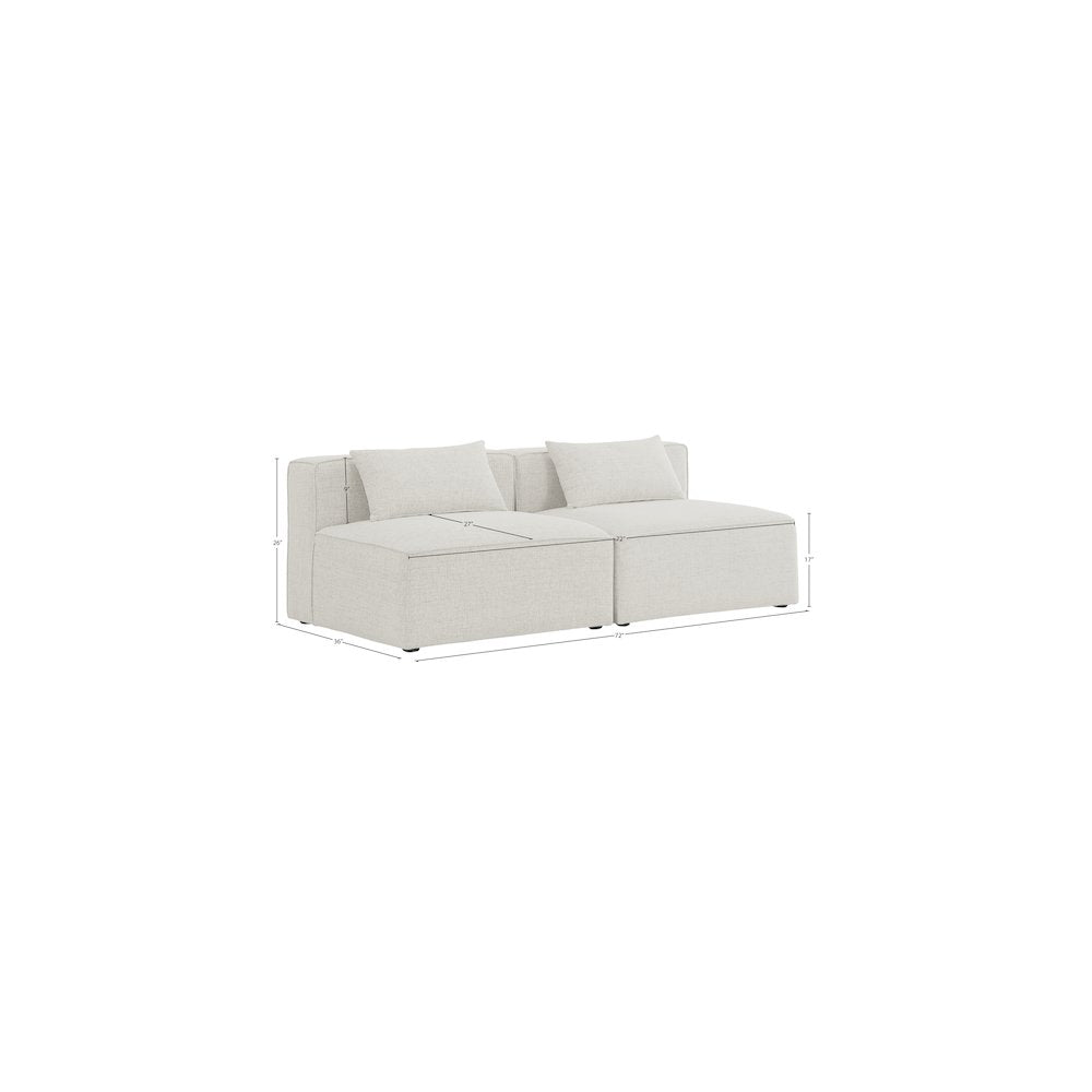 Cube Cream Durable Linen Textured Modular Sofa