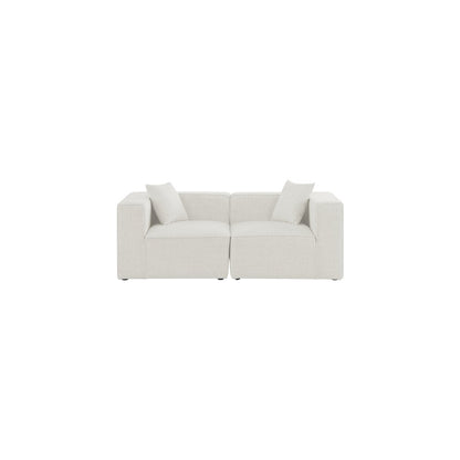 Cube Cream Durable Linen Textured Modular Sofa