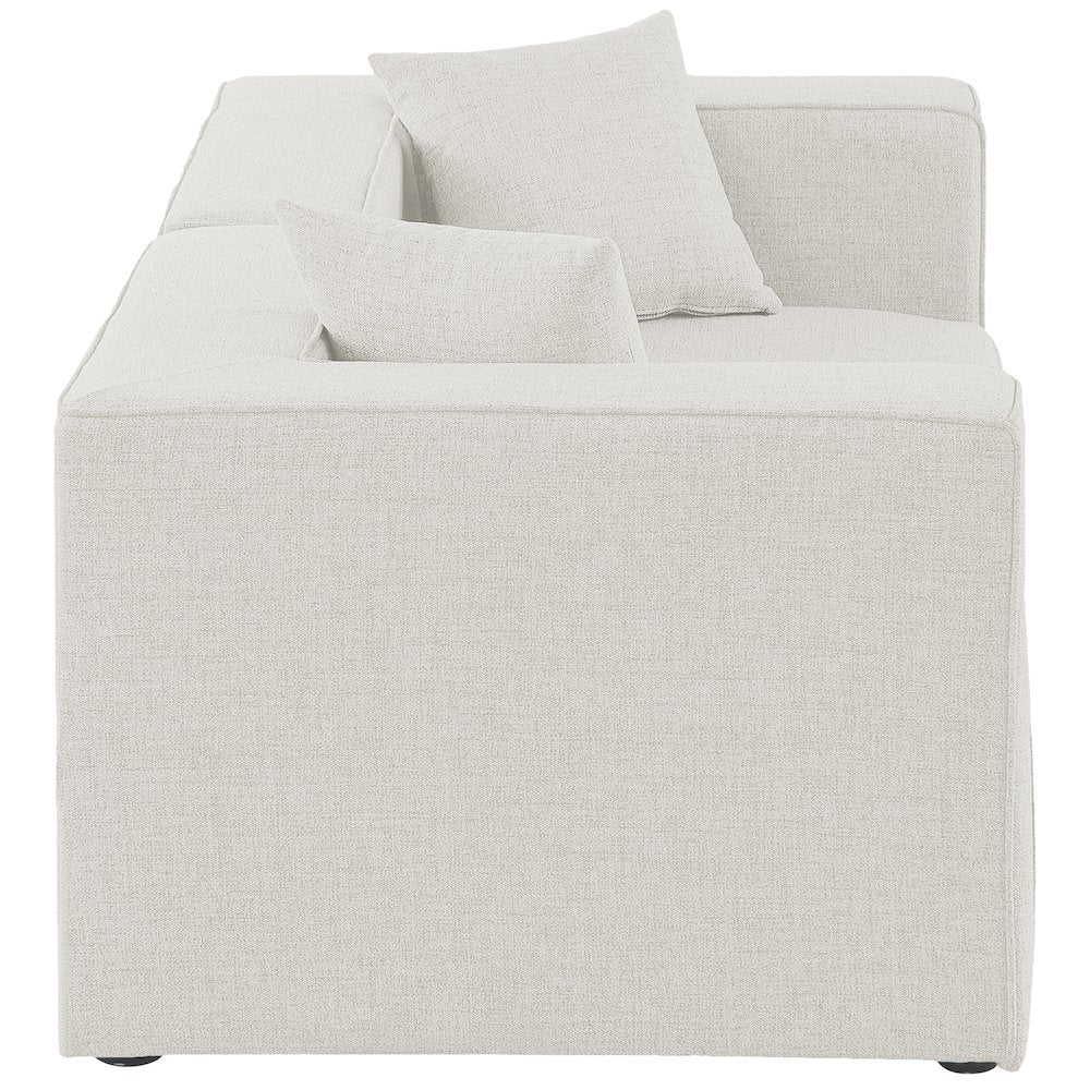 Cube Cream Durable Linen Textured Modular Sofa