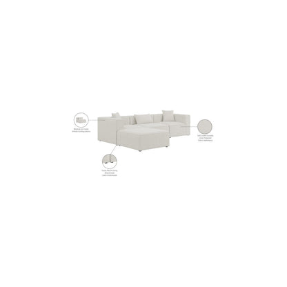 Cube Cream Durable Linen Textured Modular Sectional