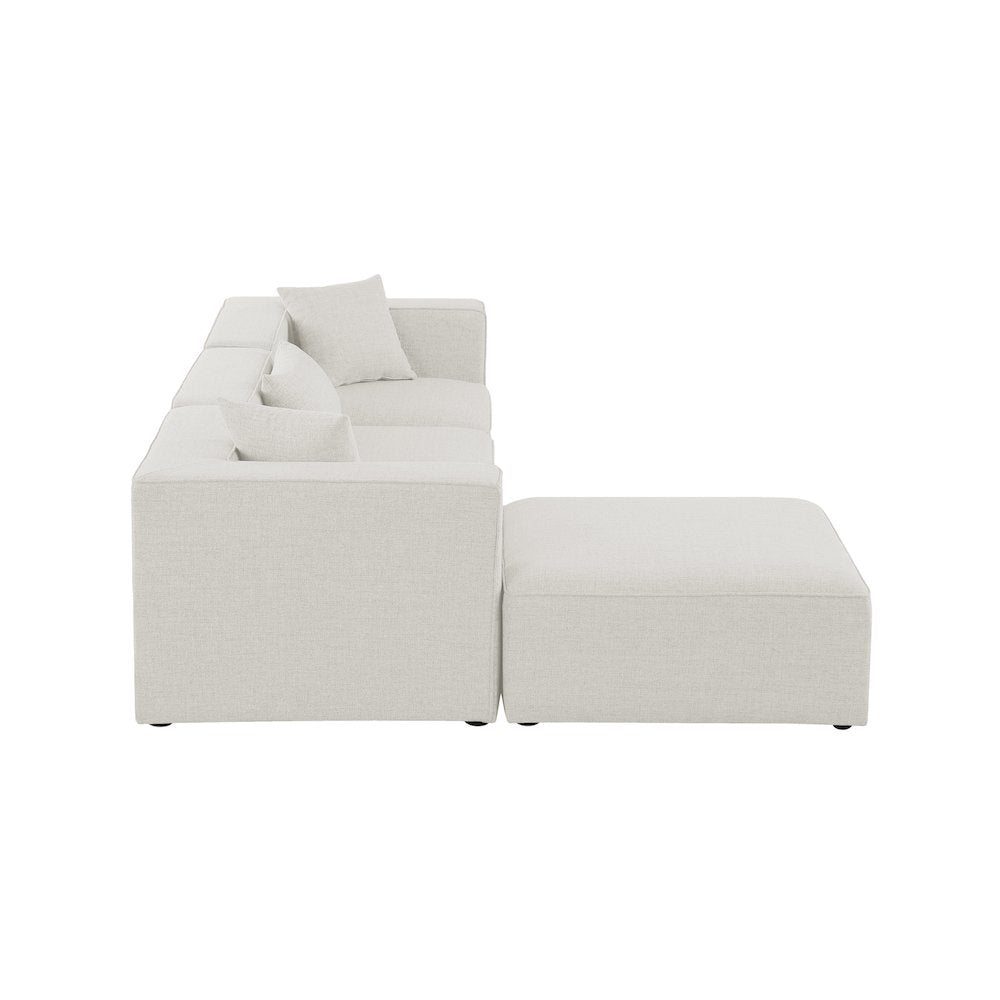 Cube Cream Durable Linen Textured Modular Sectional