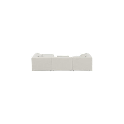 Cube Cream Durable Linen Textured Modular Sectional