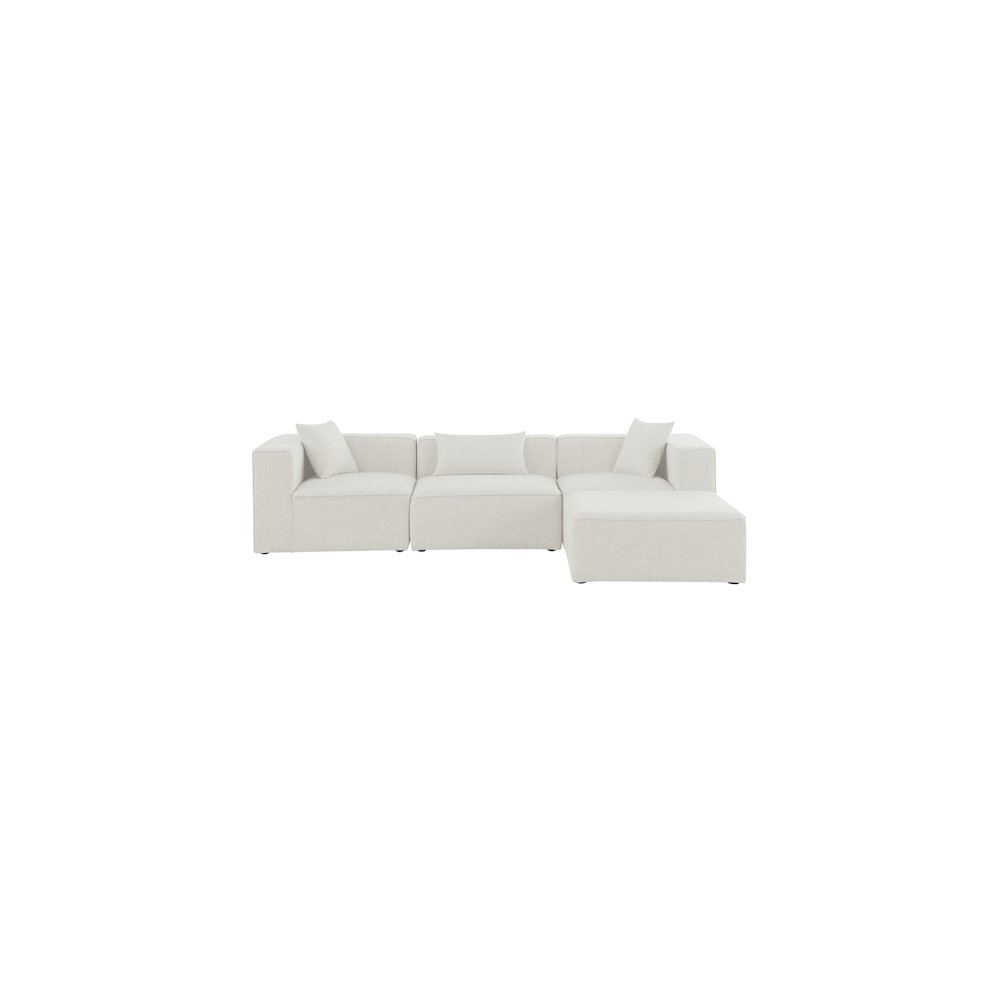 Cube Cream Durable Linen Textured Modular Sectional