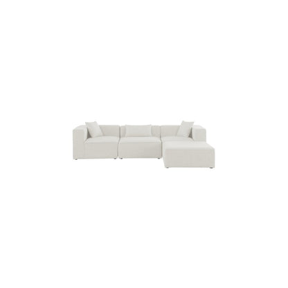 Cube Cream Durable Linen Textured Modular Sectional