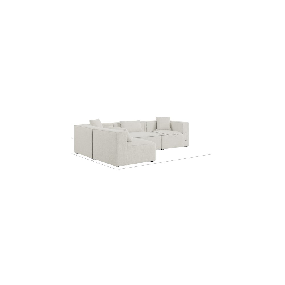 Cube Cream Durable Linen Textured Modular Sectional