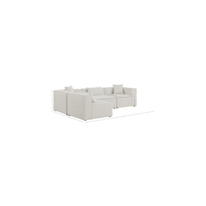 Cube Cream Durable Linen Textured Modular Sectional