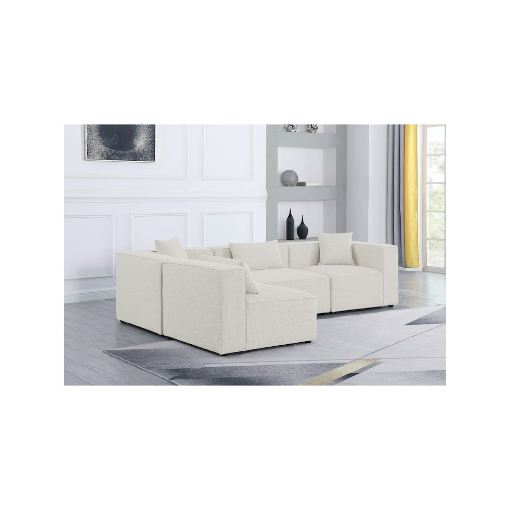 Cube Cream Durable Linen Textured Modular Sectional