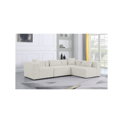 Cube Cream Durable Linen Textured Modular Sectional