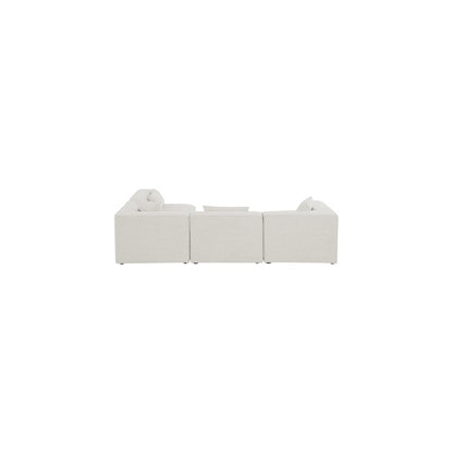 Cube Cream Durable Linen Textured Modular Sectional