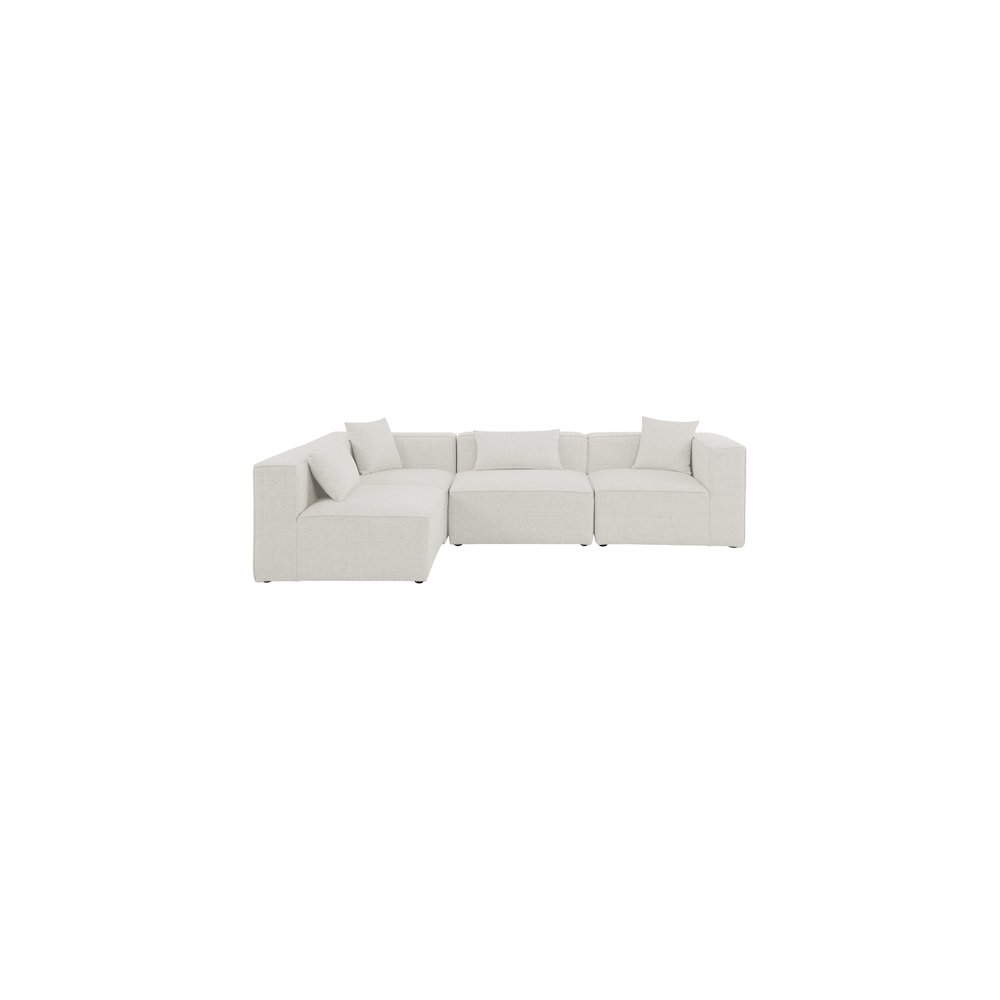 Cube Cream Durable Linen Textured Modular Sectional