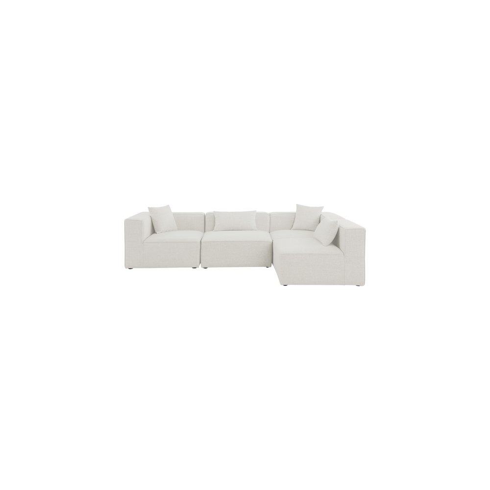Cube Cream Durable Linen Textured Modular Sectional