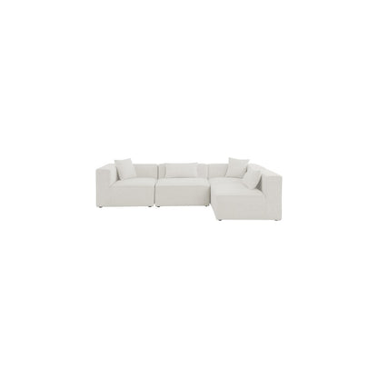 Cube Cream Durable Linen Textured Modular Sectional