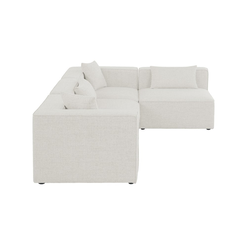 Cube Cream Durable Linen Textured Modular Sectional