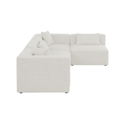 Cube Cream Durable Linen Textured Modular Sectional