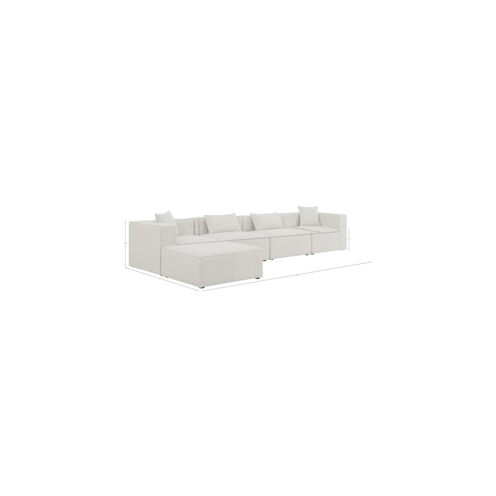 Cube Cream Durable Linen Textured Modular Sectional