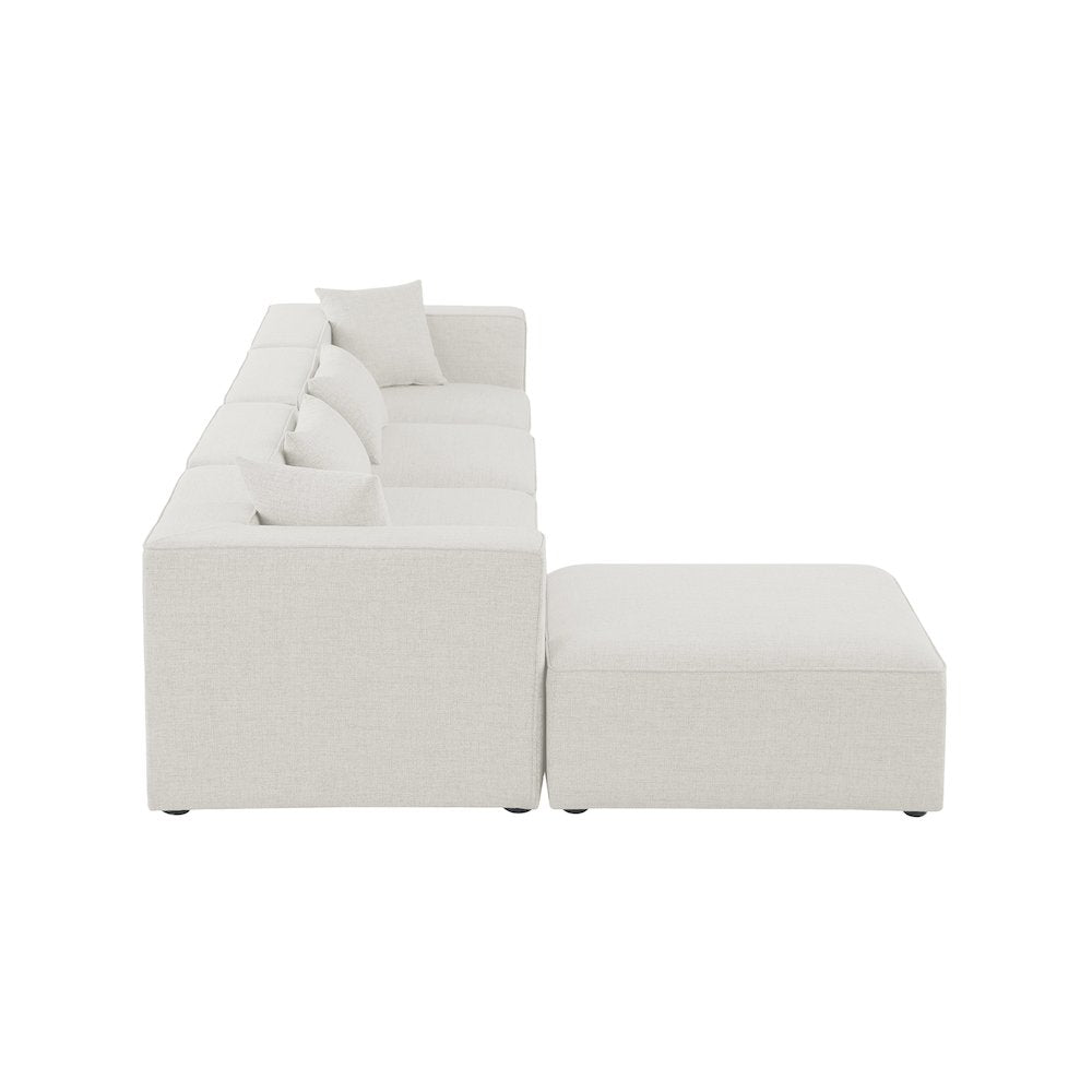 Cube Cream Durable Linen Textured Modular Sectional