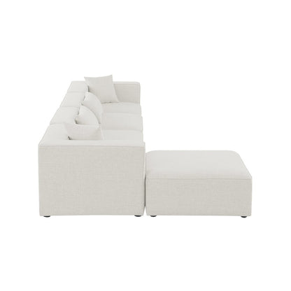 Cube Cream Durable Linen Textured Modular Sectional