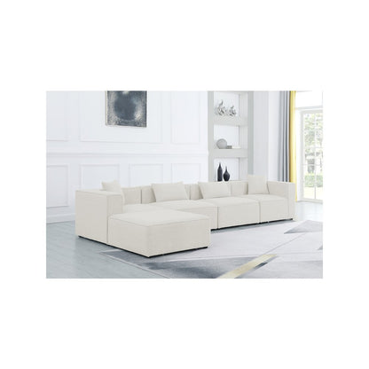 Cube Cream Durable Linen Textured Modular Sectional